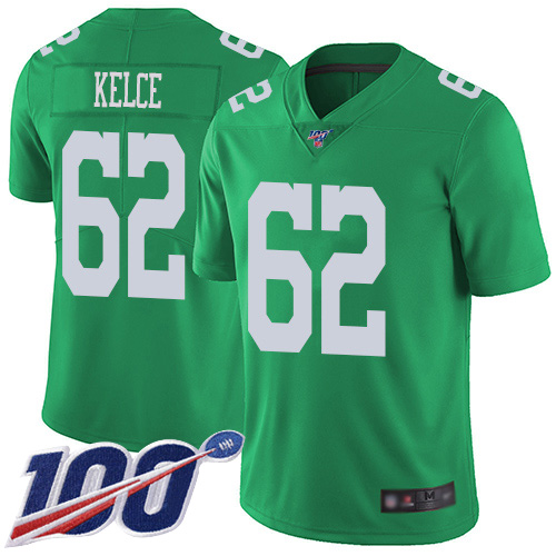 Men Philadelphia Eagles #62 Jason Kelce Limited Green Rush Vapor Untouchable NFL Jersey 100th Season Football->philadelphia eagles->NFL Jersey